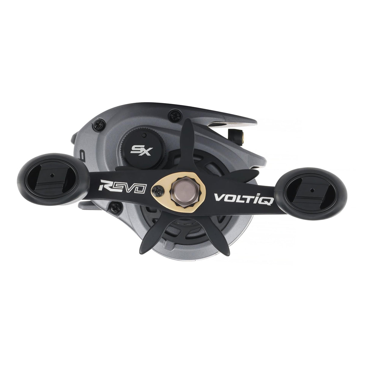Abu Garcia Revo SX VoltiQ low profile baitcasting reel, right-hand retrieve — top view