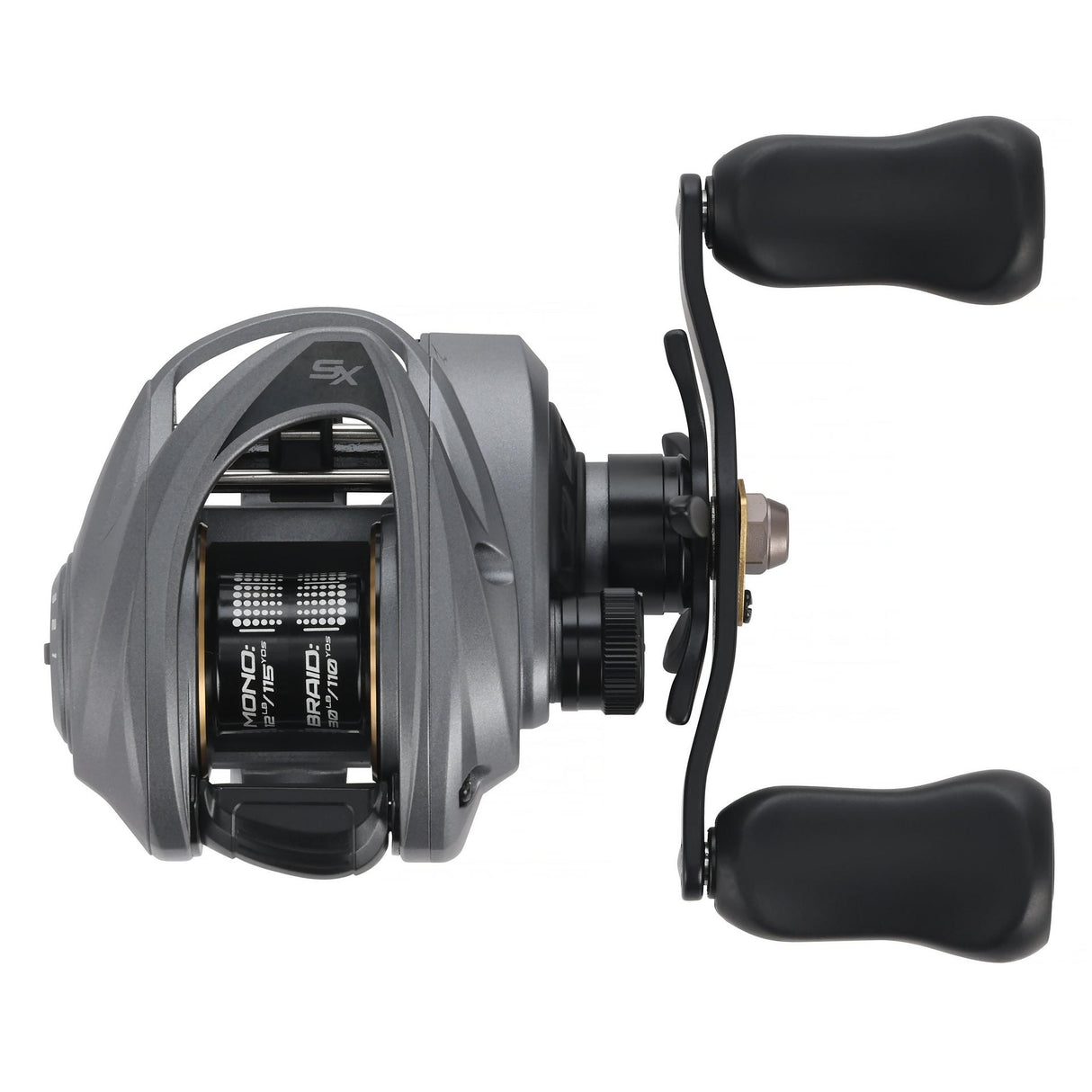 Abu Garcia Revo SX VoltiQ low profile baitcasting reel, right-hand retrieve — VoltiQ braking side plate