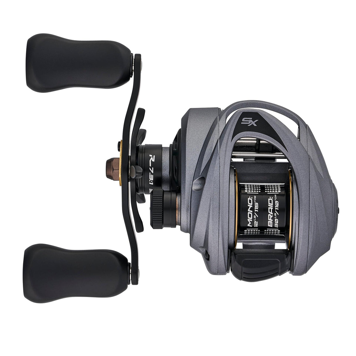 Abu Garcia Revo SX VoltiQ low profile baitcasting reel, left-hand retrieve — VoltiQ braking side plate