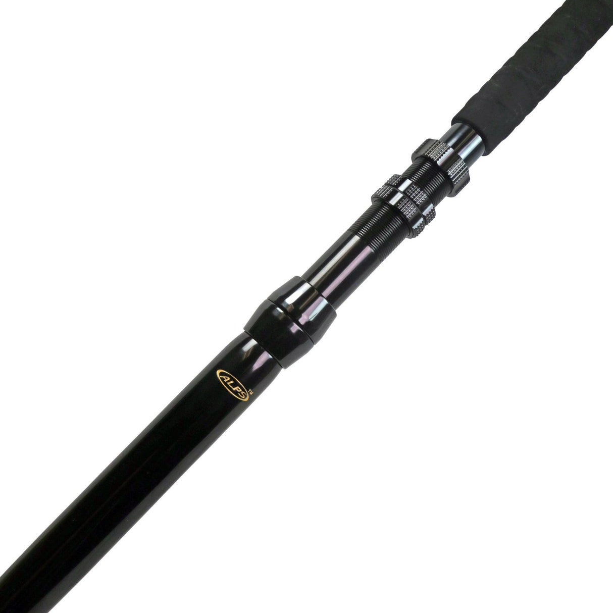 Okuma LBS Custom land-based shark rod, butt and reel seat detail