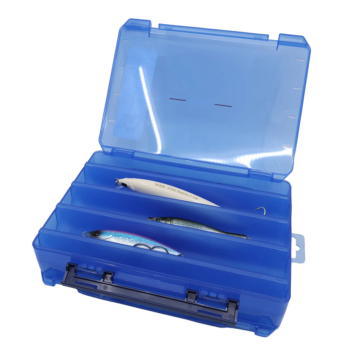 Gamakatsu G Box 3600RV open with three stickbaits in the slots