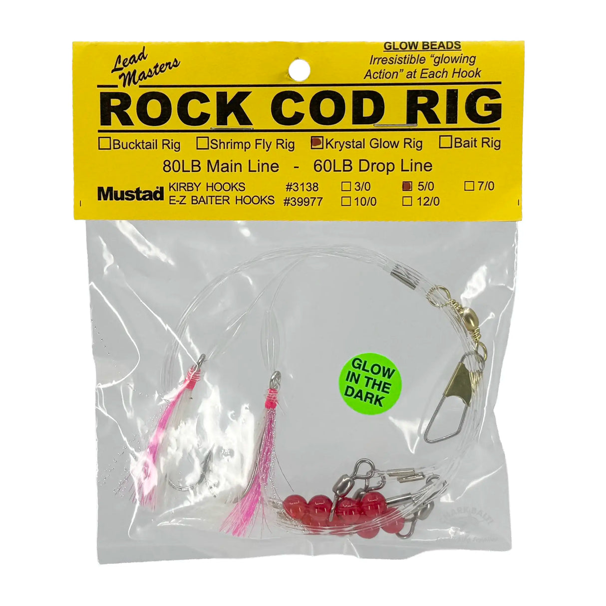 LM Rock Cod Krystal Glow Bait Rig 5/0 2-Hook