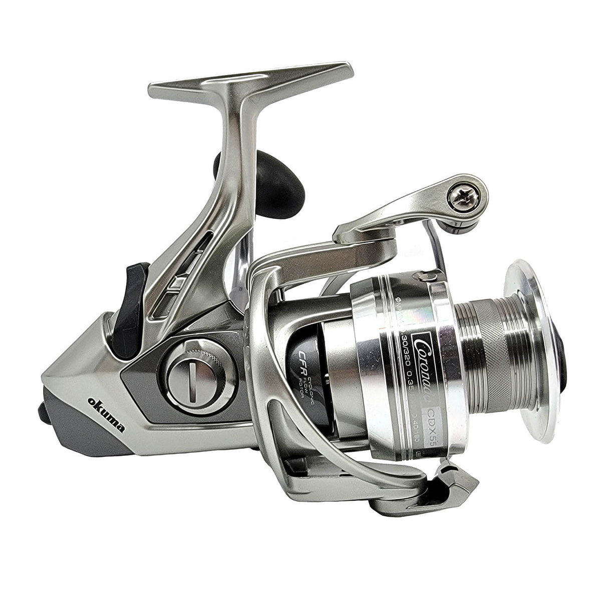 Okuma Coronado bait feeder spinning reel side view