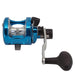 Okuma Custom Blue 5 size lever drag two speed fishing reel top view