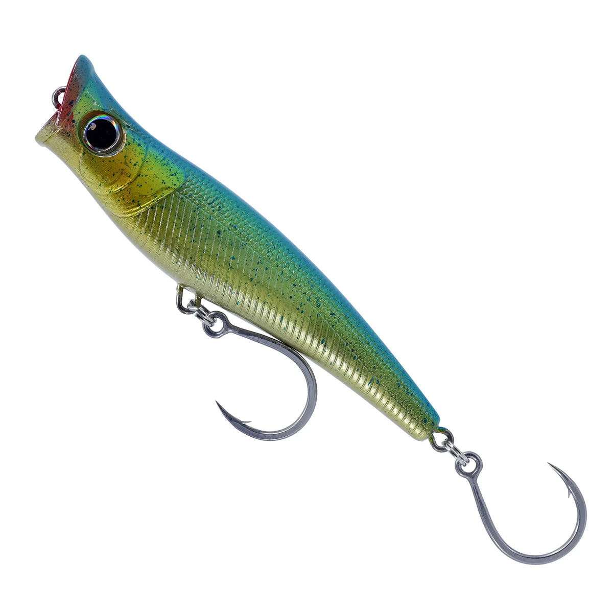 Small Lure Company Mikros-Pop popper in Mahi Mahi, side view