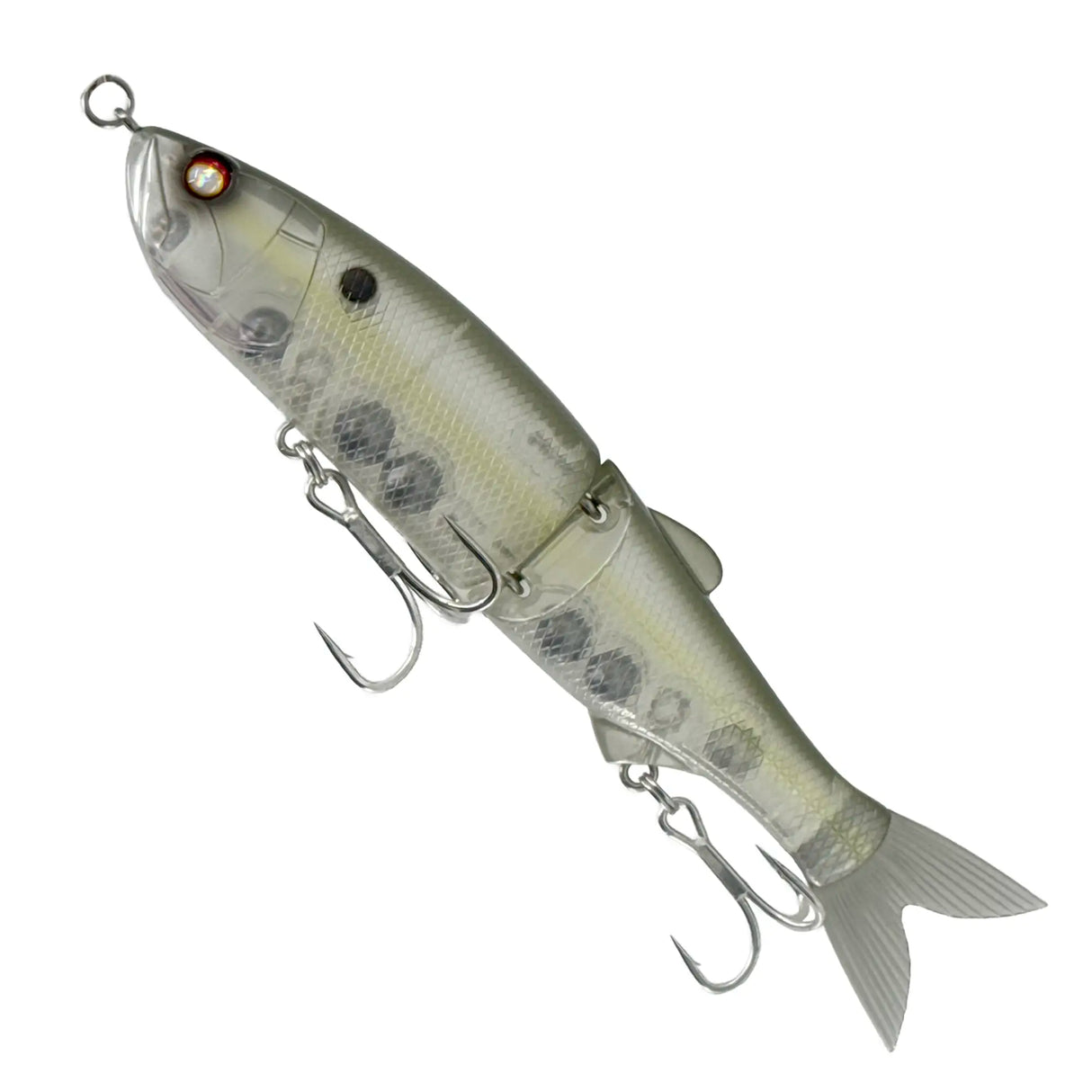 Fishing lure resembling a fish on a white background