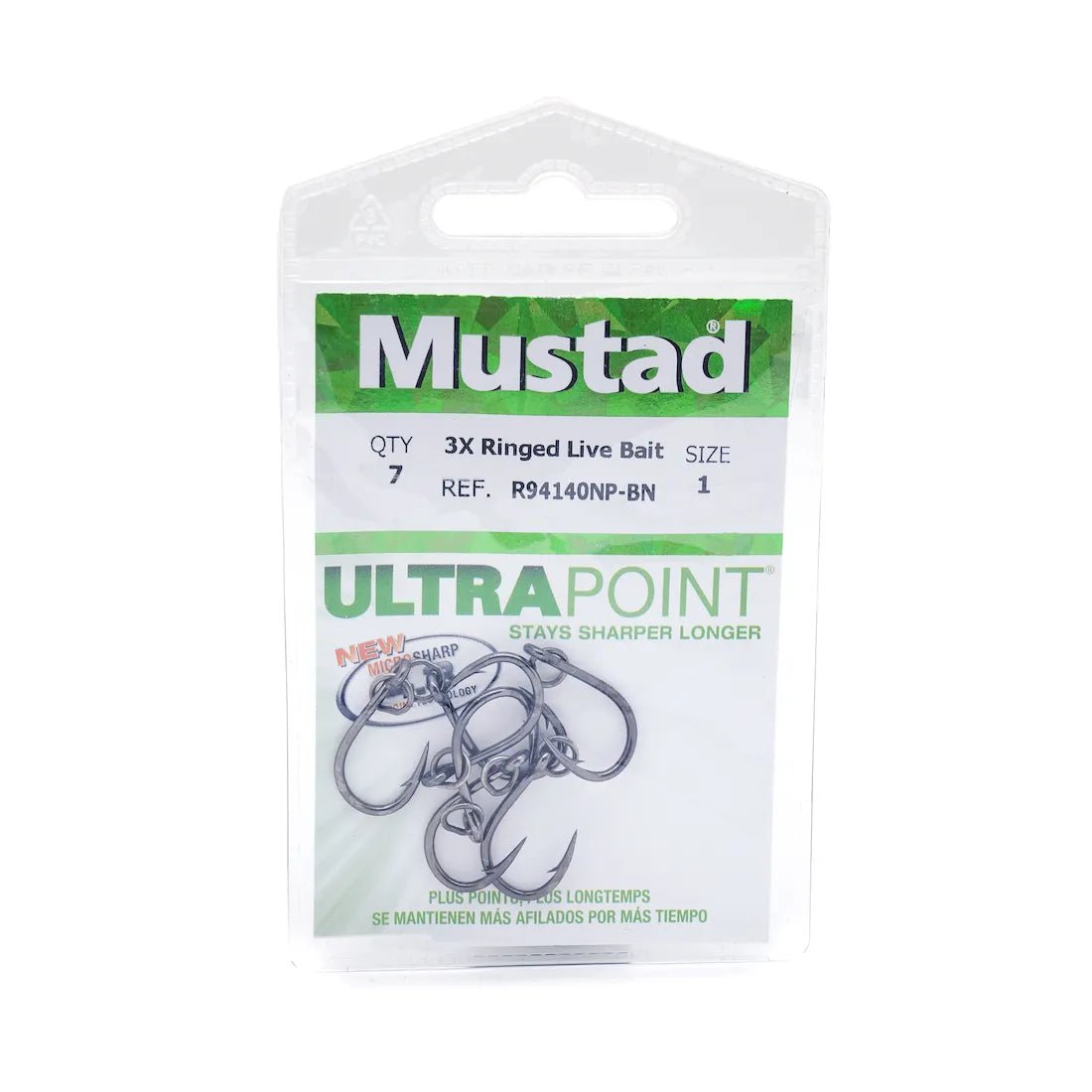 Mustad R94140 3X Ringed Live Bait Hooks