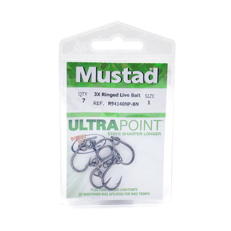 Mustad R94140 3X Ringed Live Bait Hooks