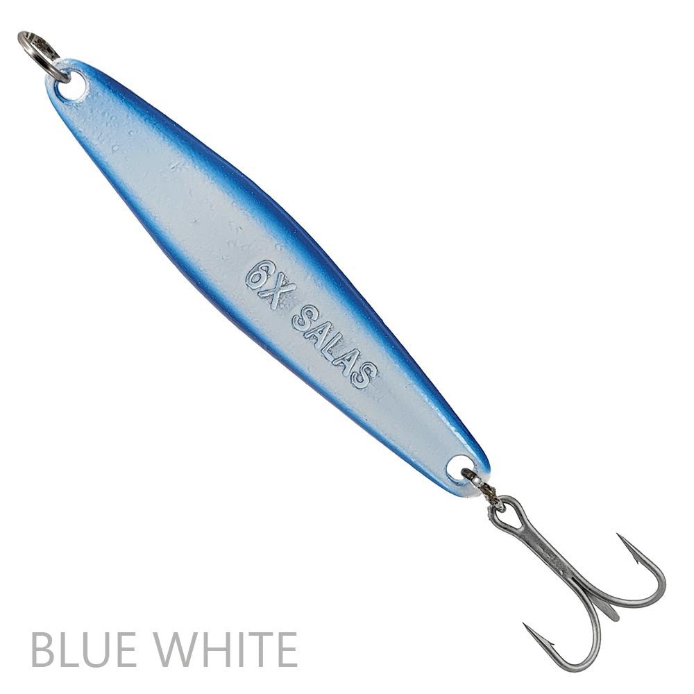 Salas 6X heavy yoyo iron jig in a blue and white color