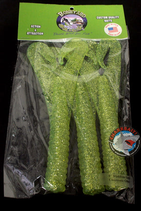 Boneyard Wish Bone 8" Twin Tail Grubs 3pk - Chartreuse