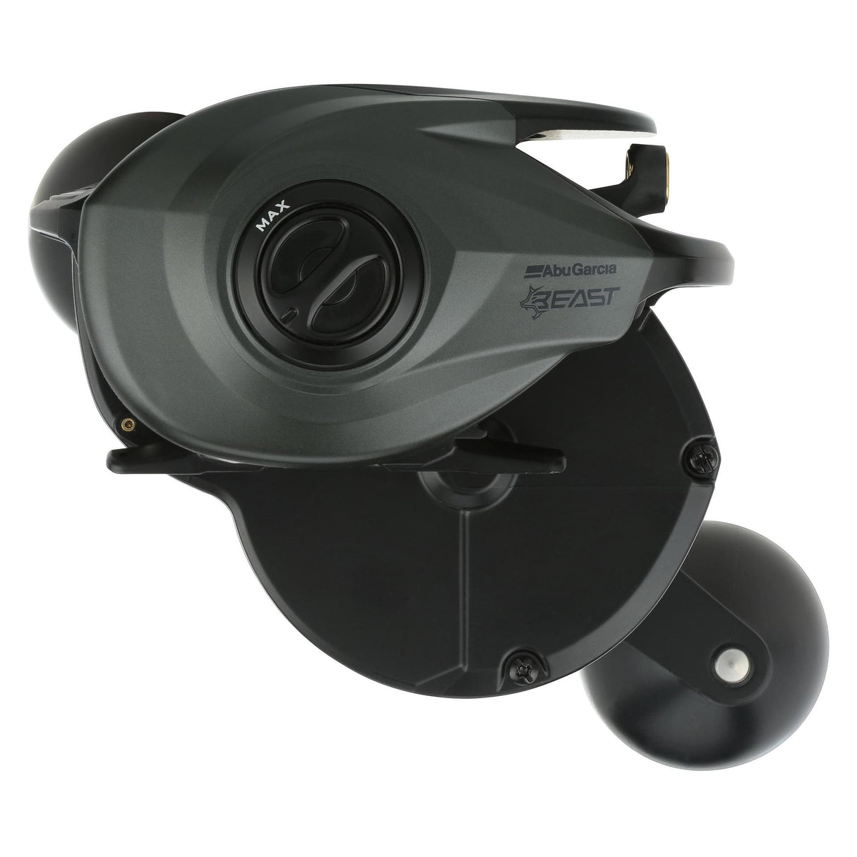 Abu Garcia Beast 400 low profile baitcasting reel, left-hand retrieve — underside