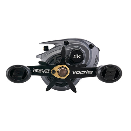 Abu Garcia Revo SX VoltiQ low profile baitcasting reel, left-hand retrieve — top view