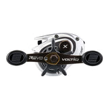 Abu Garcia Revo X VoltiQ low profile baitcasting reel, left-hand retrieve — top view