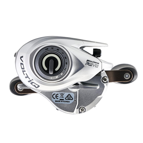 Abu Garcia Revo X VoltiQ low profile baitcasting reel, left-hand retrieve — spool and handle