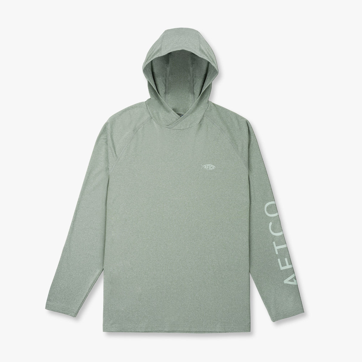 AFTCO Samurai sun protection hooded shirt in Olive Heather — front