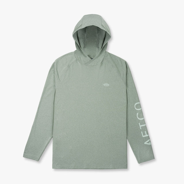AFTCO Samurai sun protection hooded shirt in Olive Heather — front