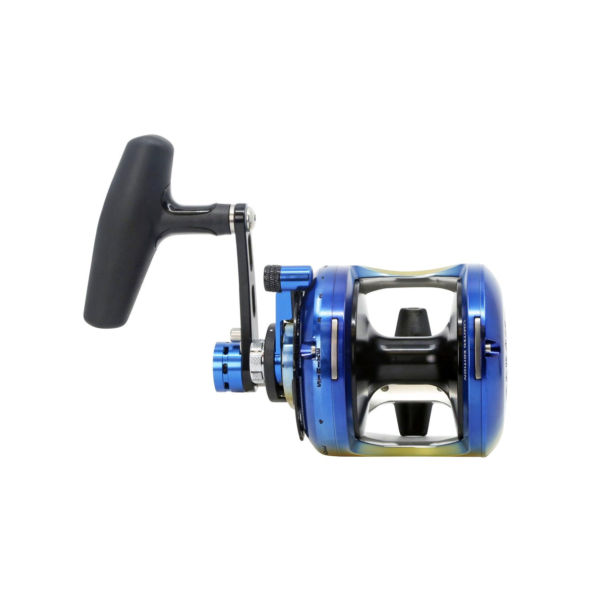Okuma Makaira Yellowfin Tuna Special Edition lever drag reel — custom yellowfin anodized finish, view 4