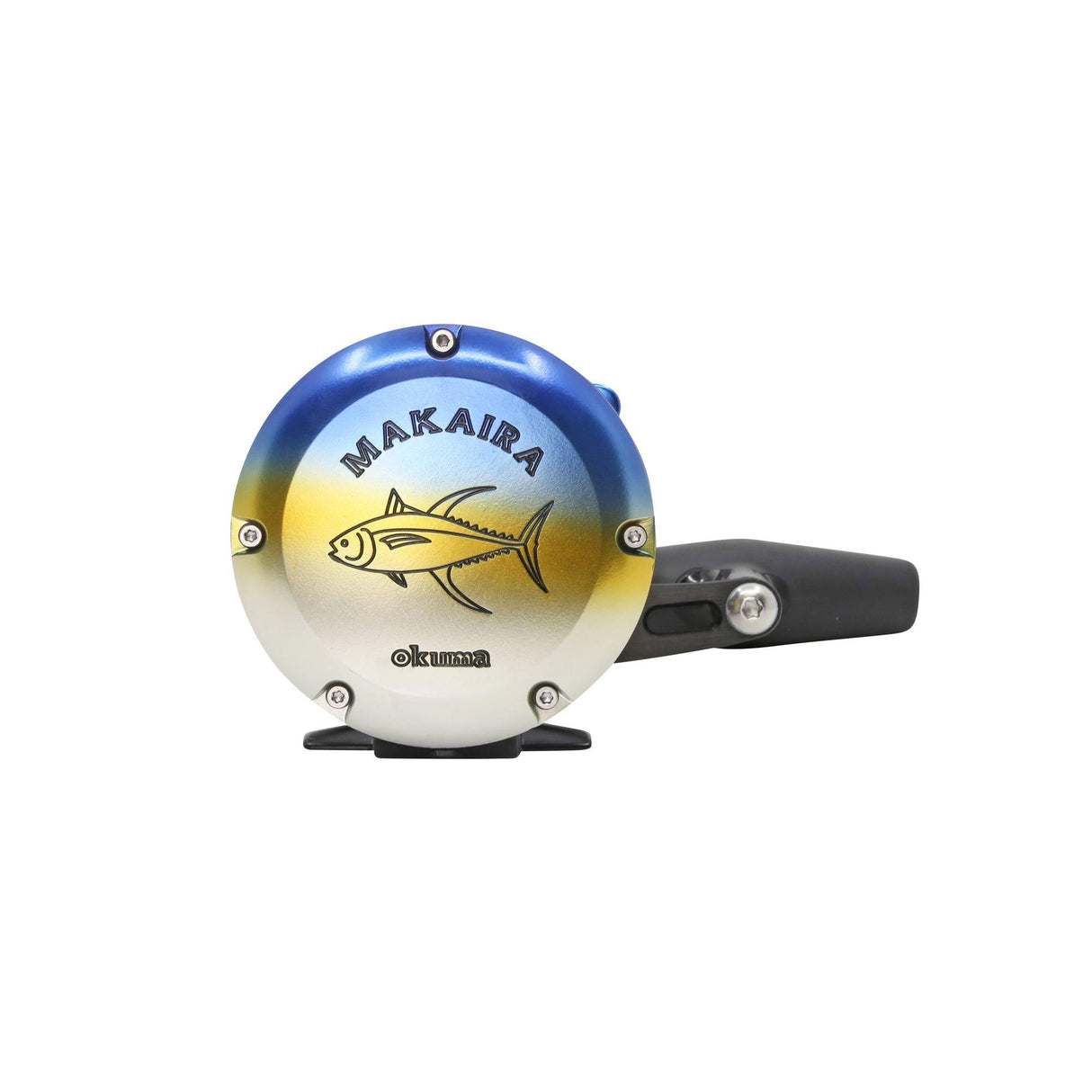 Okuma Makaira Yellowfin Tuna Special Edition lever drag reel — custom yellowfin anodized finish, view 6