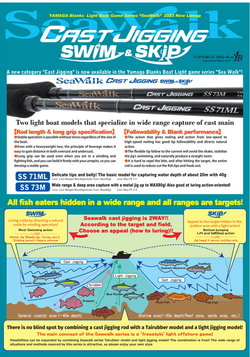 Yamaga Blanks SeaWalk Cast Jigging Swim & Skip Rods