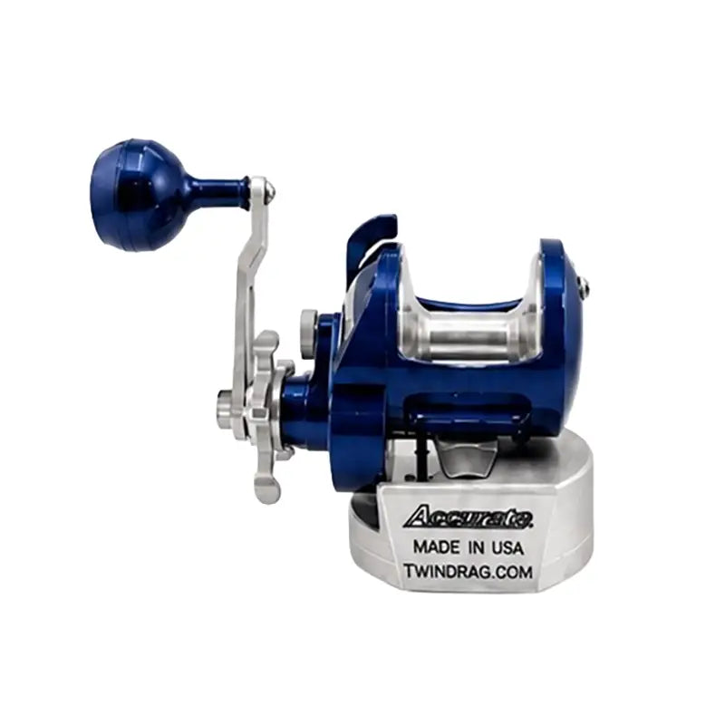 Front view of the Accurate Tern 2 400 Los Angeles Special Edition reel in Los Angeles blue