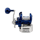 Front view of the Accurate Tern 2 400 Los Angeles Special Edition reel in Los Angeles blue