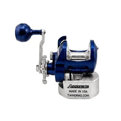 Front view of the Accurate Tern 2 400 Los Angeles Special Edition reel in Los Angeles blue