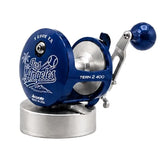 Side view of the Accurate Tern 2 400 Los Angeles Special Edition reel showing the handle and spool