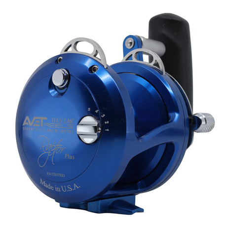 Avet HX Raptor Plus 5/2 MC Two Speed Reels - Blue, left side plate
