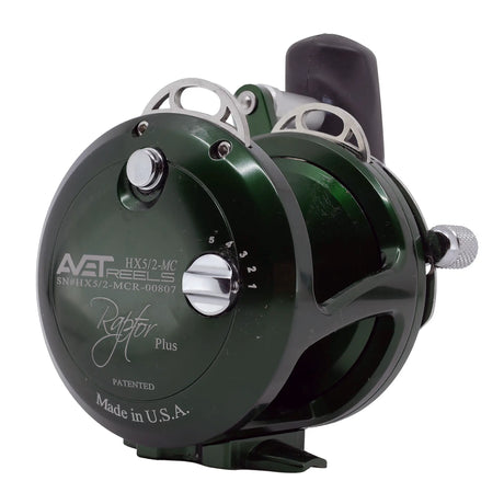 Avet HX Raptor Plus 5/2 MC Two Speed Reels - Green, left side plate