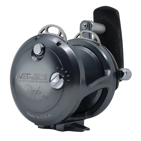 Avet HX Raptor Plus 5/2 MC Two Speed Reels - Gunmetal, left side plate