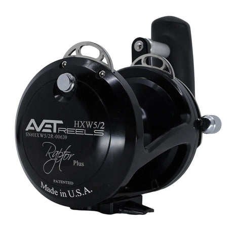 Avet HXW Raptor Plus 5/2 Two Speed Reels - Black, left side plate