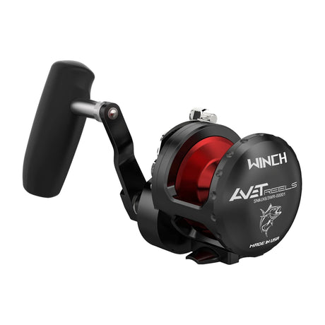 Avet JX Winch lever drag jigging reel, Black/Red back plate