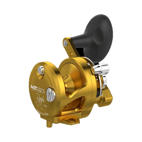 Avet SXJ Raptor Plus 6/3 MC Two Speed Reels - Gold, left side plate
