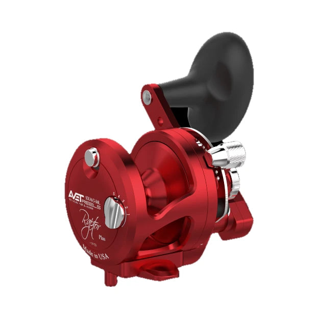 Avet SXJ Raptor Plus 6/3 MC Two Speed Reels - Red, left side plate