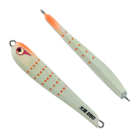 Bozles TG Taiko Hideyoshi 250g Tungsten Slow Jigs - All Glow Orange Dot