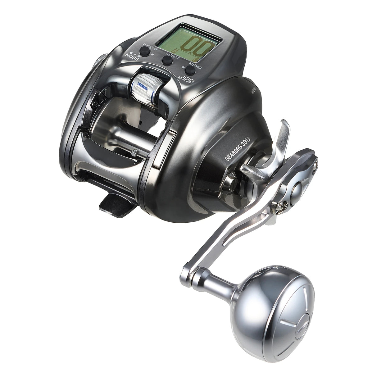 Daiwa Seaborg 300J electric reel, right-hand model — three-quarter view