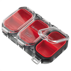 Daiwa Water Resistant Utility Case — deep (DP) red model with gasket-sealed compartments