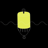 Glow Buoy multicolor LED cycling through colors, body above the waterline