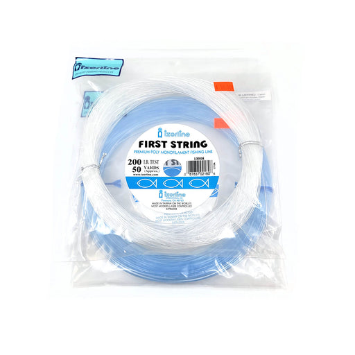 Izorline first string monofilament fishing line 50 yard coil of clear on top of blue