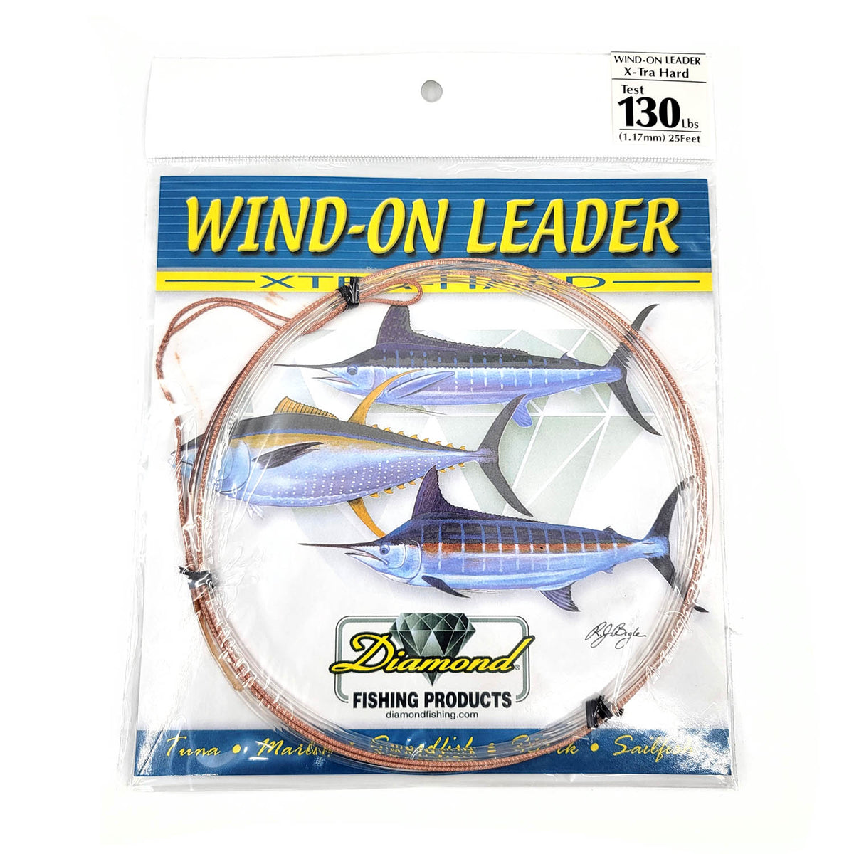Diamond Monofilament Wind On Leader X-Hard 220lb 25' Clear White