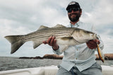Striped bass caught on a Nomad Design MadScad Auto Tune stickbait