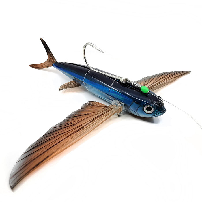 Nomad Design slipstream flying fish lure rigged with single hooks