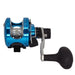 Okuma Custom Blue 5 narrow size lever drag two speed fishing reel top view