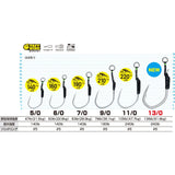 Owner Cultiva Short Chaser JCS-39 size chart with strength and solid ring sizes