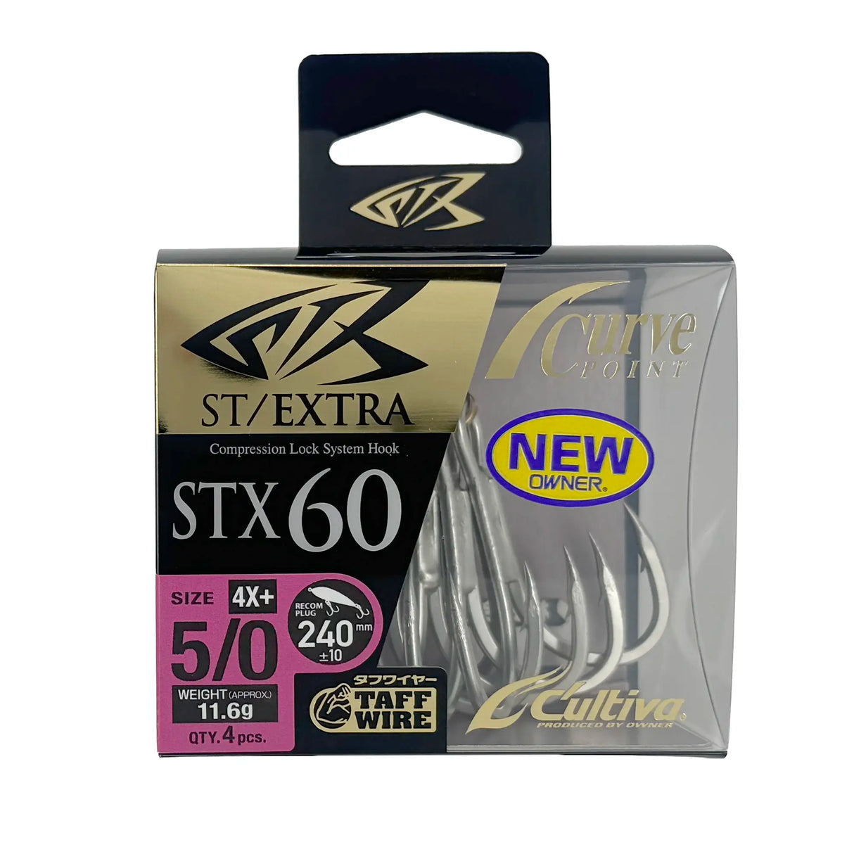 Owner STX-60TN Curved Stinger Treble Hooks 4pk