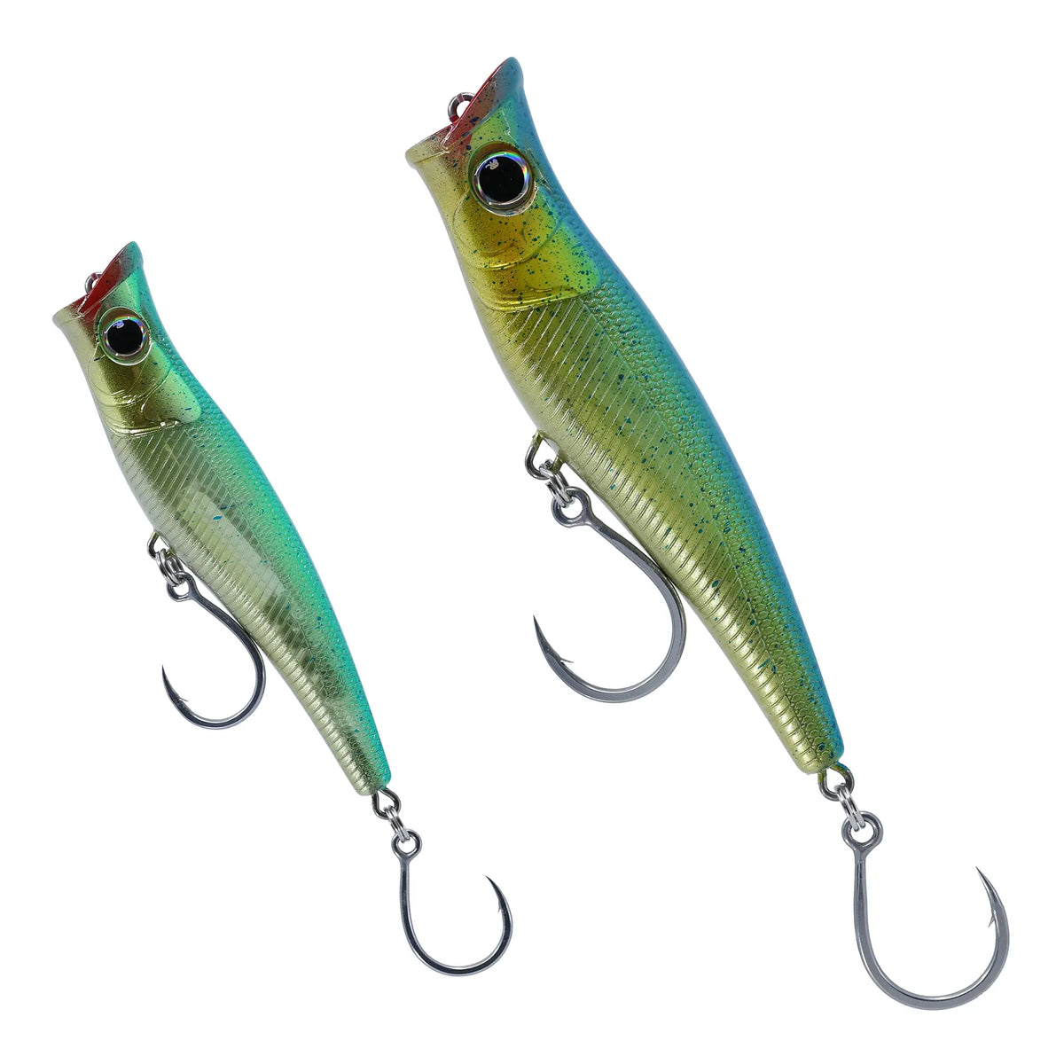 Mikros-Pop 130 and 170 in Mahi Mahi side by side for size