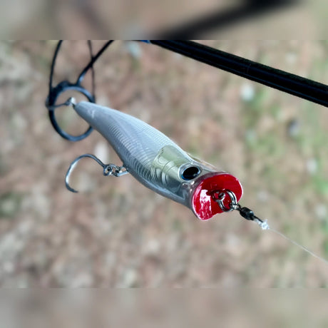 Mikros-Pop rigged with a split ring and swivel on the nose