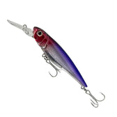 Fishing lure with a red and purple gradient on a white background