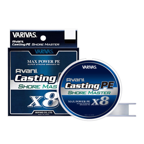 Varivas Avani Casting PE X8 Shore Master braid — retail box and white spool