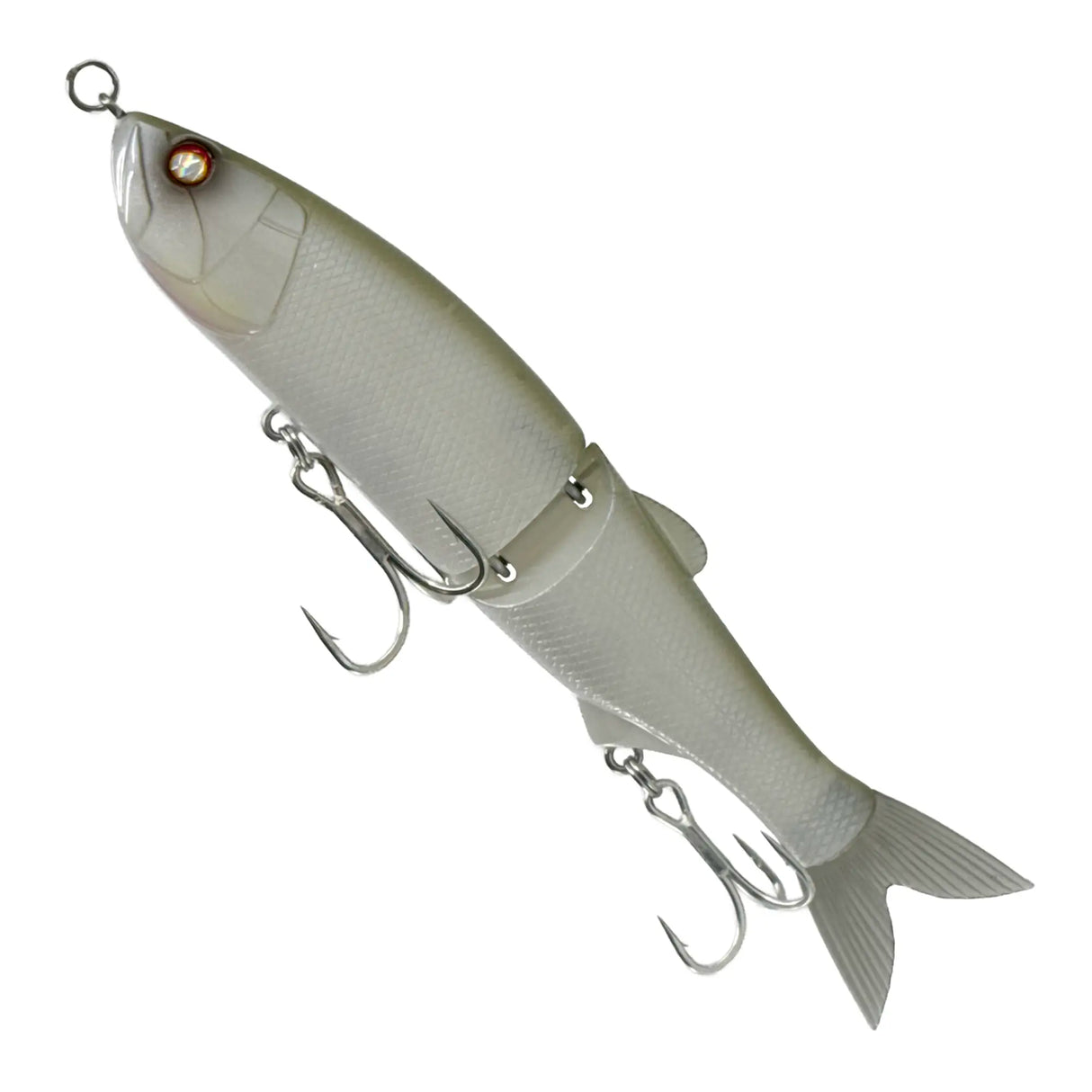 Fishing lure shaped like a fish on a white background